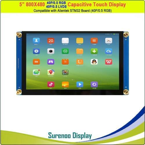 5" / 5.0" inch 800*480 40P_RGB & 40P_LVDS TFT Capacitive Touch LCD Module Display Screen Panel Compatible Alientek STM32 Board