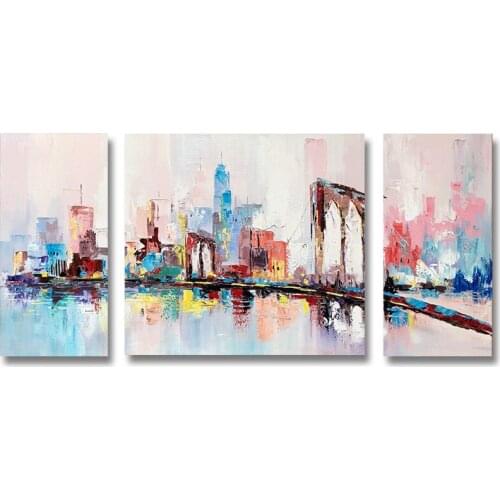 New Dropship Abstract City Building Scenery Oil Painting Canvas Art 100% Hand-painted Wall Decoration Art Unframed Picture Art