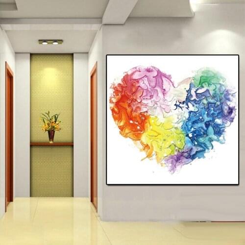 HD Print Watercolor Heart Butterfly Flower Oil Painting on Canvas Graffiti Modern Picture Pop Art For Living Room Sofa Cuadros
