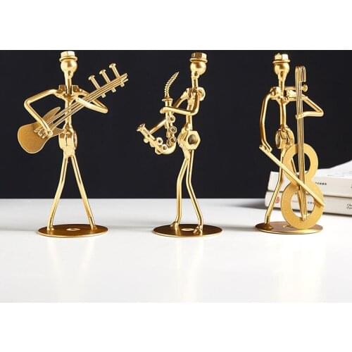Creative Iron Art Musician Figurine Ornaments Living Room Table Decoration Golden Musician arts Home Desk Car Decoration Gifts