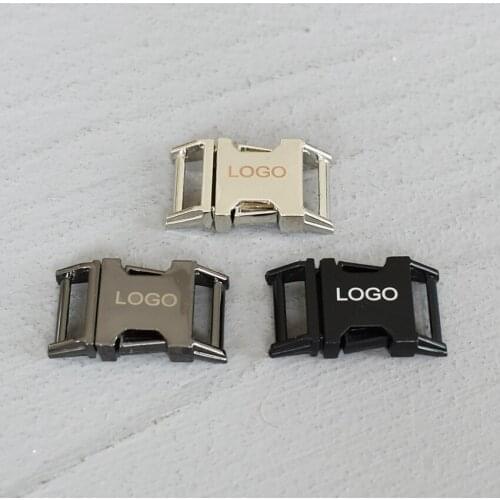 LOGO 100 Pcs 15mm Laser Engraving Metal Quick Side Release Buckles for Webbing Tactical Belt Safety Strong Hooks Clips DIY