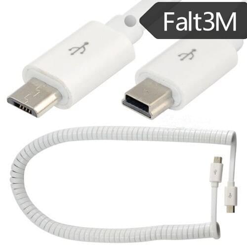 Micro USB 2.0 Spring Coiled Cable B Male to Mini A 5pin Charging Data Cable