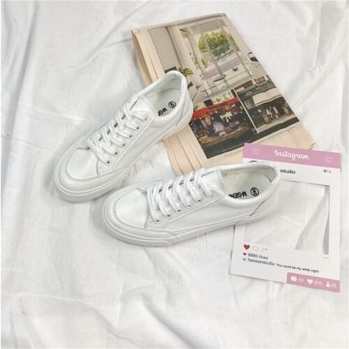 Fashion pure white womens shoes spring 2021 students all-match leather casual white shoes