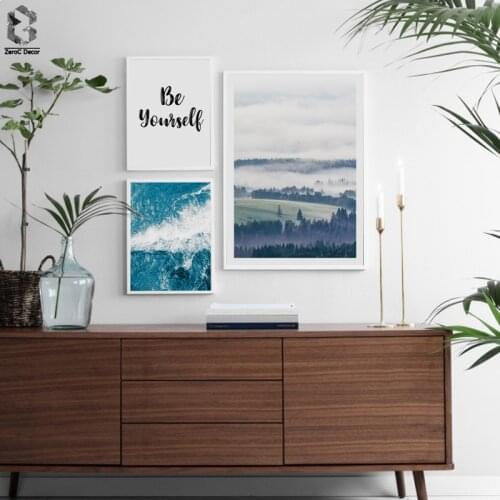 Sea Canvas Poster Nordic Print Minimalist Motivation Quotes Wall Art Painting Forest Landscape Scandinavian Decoration Picture