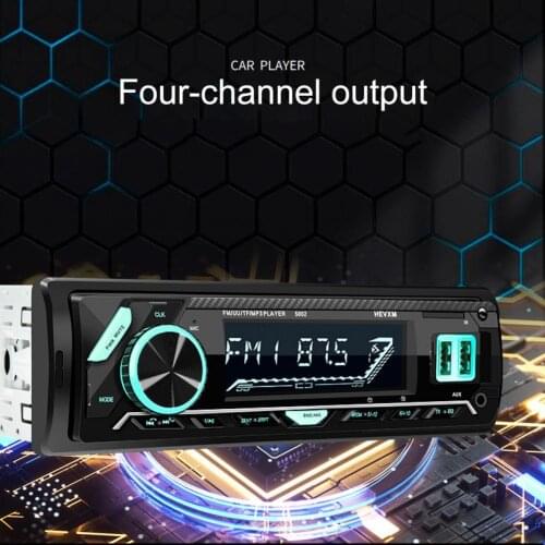 5002 Car MP3 Player Bluetooth-compatible APP Control Black Dual USB Quick Charging Colorful Lights Player for Vehicles