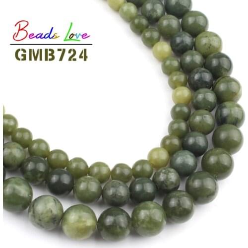 Natural Stone A++ Green Canada Jades Round Beads For Jewelry Making DIY Charm Bracelet Necklace Jewellery 6/8/10/12mm 15 Inches
