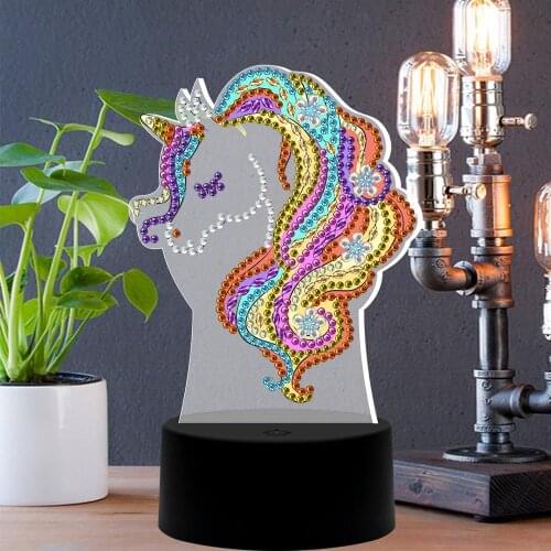 New Design 7 Colors Available Lamp Led 5D Diamond Painting Unicorn Light Diamond Embroidery Cross Stitch Rhinestone Mosaic Decor