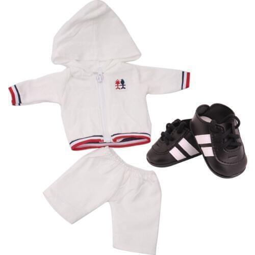 18 inch Girls doll clothes Casual suit lace skirt T-shirt with shoes American born dress Baby toys fit 43 cm baby dolls c52