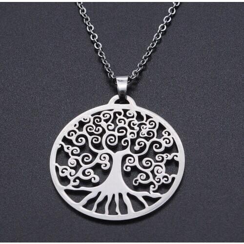 Life Tree Stainless Steel Charm Necklace for Women Wholesale Dropshipping Accept OEM Order Dainty Steel Necklaces