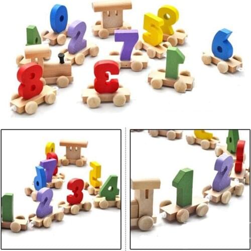 Childrens Wooden Train Toy Learning Letters 0~9 Blocks Parent-child Interaction Early Education Toy Boy Gift Classic Toy