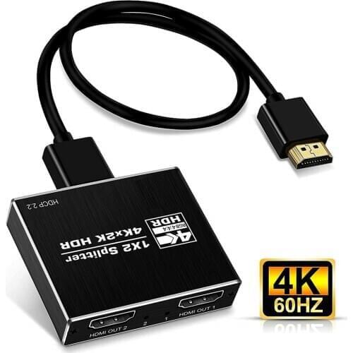 4K UHD HDMI Splitter 2.0 1x2 HDMI 2.0 Splitter HDCP 2.2 HDR Splitter HDMI 2.0 4K/60hz HDMI2.0 Splitter For PS4 pro apple TV PC