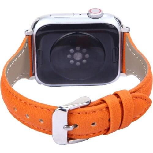 Blue Pink Genuine Leather Slender waist watchband for apple watch 6 5 44mm 40mm 38mm 42mm Bracelet iwatch Strap 4 3 2 1