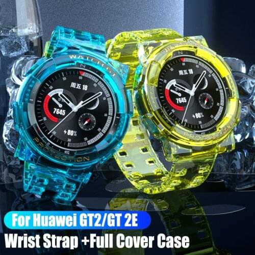 Strap With Protective Case For Huawei GT2 46MM Honor Magic 2 Soft Silicone TPU Wrist Strap Cover Case For Huawei GT 2E GT2E 22MM