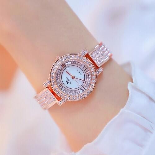 Rose Golden Female Lady Watch Luxury Fashion Brand Wrist Watch with Reverse Gear Silver Womens Luxury Watch Bracelet 2020