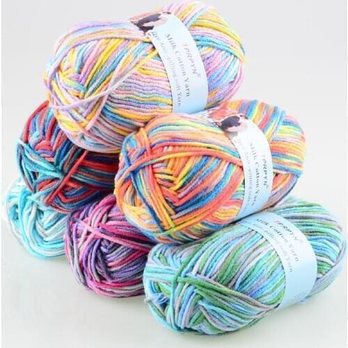 TPRPYN 1Pc=50g 100M Milk Cotton Yarn For Knitting Baby Rainbow Crochet Yarn To Knit Blanket Weave Line Threads Knitted Handmake