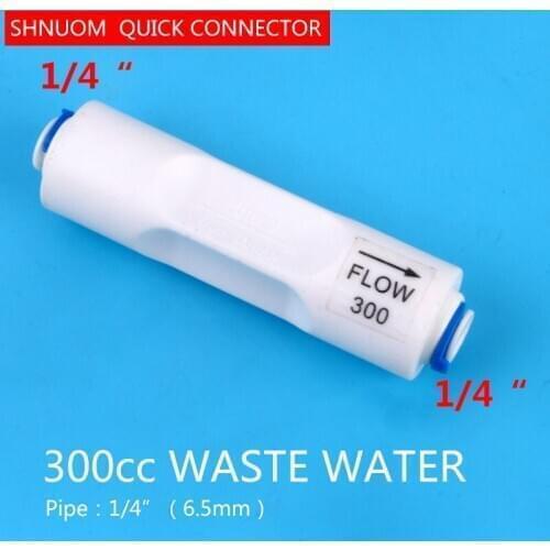 1/4" Tube Straight-through type 300CC Waste Water Flow Regulater Restrictor Hose Reverse Osmosis Quick Connector Pipe Fittiing