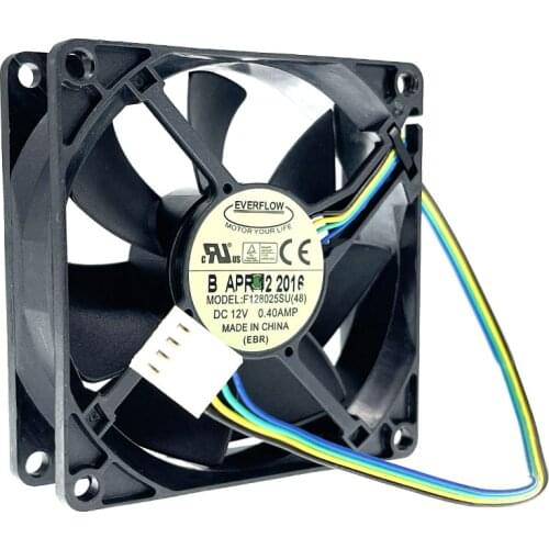 New 80mm 8cm 8025 PWM Computer PC CPU Cooling Fan,Everflow F128025SU (48) 80X80X25mm DC12V 0.40A 4400RPM High Speed Cooler