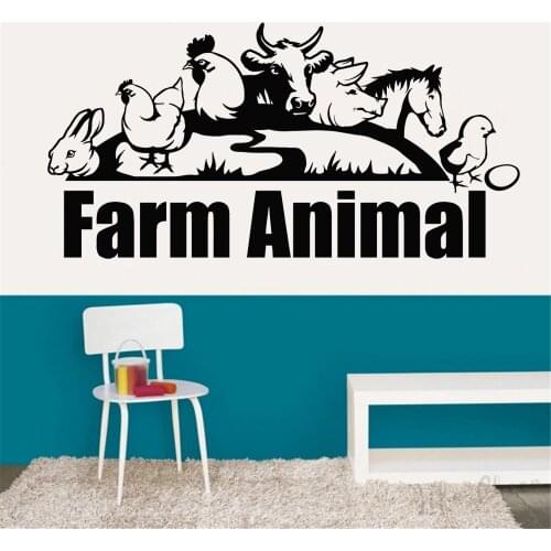 Farm Animal Vinyl Wall Stickers Village Cow Pig Chicken Horse Decals Farmer Home Decoration Livingroom Window Wallpaper DW21060