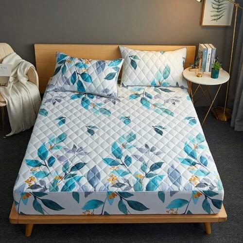 Waterproof Mattress Protector Cover For Bed Fashion Plant Animals Printed Thicken Fitted Sheet Anti-mite Skin-friendly Bed Cover