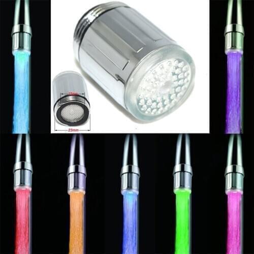 LED Glowing Water Tap Kitchen Bathroom Water Powered ABS Plastic LED Water Faucet Temperature Control 3 Colors Normal 7 Colors