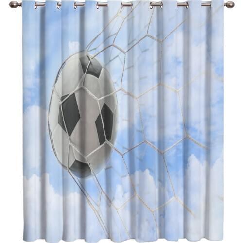 Soccer Game Blue Sky Victory Gate 3D Window Curtains for Living Room Bedroom Kitchen Cortinas Para Sala De Estar Polyester