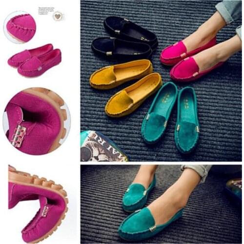 Women Shoes Spring Autumn Flats Shoes Cow Suede Soft Round Toe Black Flat Slips Womens Shoes Female Casual Flat Loafers