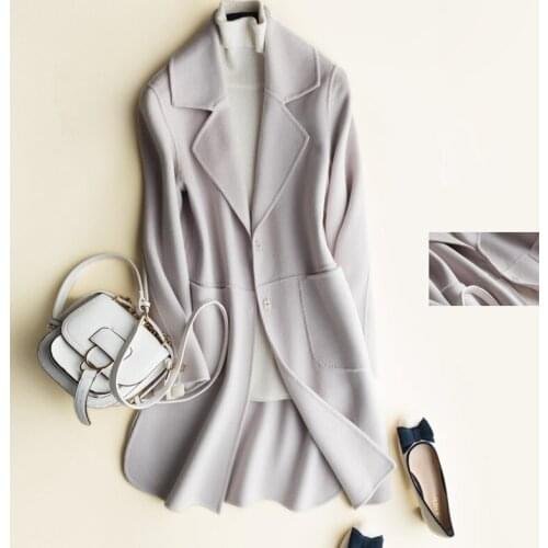 2020 Korean 100% Wool Coat Female Spring Double-sided Cashmere Jacket Women Outerwear Winter Coats Woman abrigos CS1666