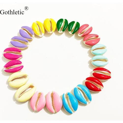 10pcs/lot 15x22mm Pink/Yellow/Fuschia/Green Enamel Natural Puka Cowrie Shell Loose Beads for DIY Jewelry Making Connect Charms