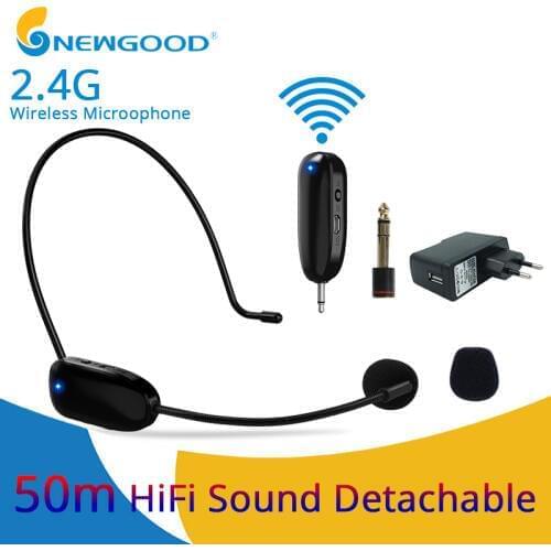 2.4G Wireless Microphones Mini Portable Headset Microphone Wireless Mic For Loudspeaker Teaching Meeting Guide Mic For PC