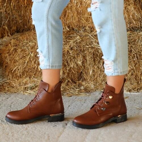 Womens Winter Autumn Fashion Boots new season Skin Materıal Brown Layd Shoes pointed toe Heels laced Shoe