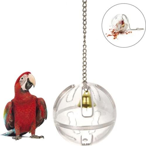 White Creative Foraging Hanging Bell Ball Feeding Chew Toy For Pet Parrots Birds Small Capacity Suitable For Small Bird Feeders