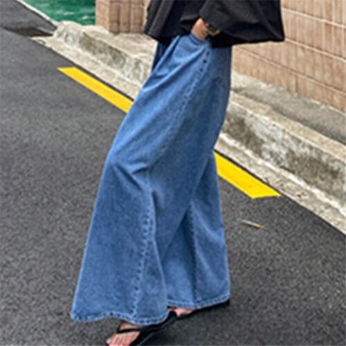 Loose Style Women Denim Wide Leg Pants Harajuku Streetwear Girls High Waist Jeans Pant Fall 2020 Women Clothing