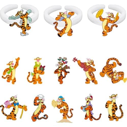 Disney Classic Animation Character Jumping Tigger Pattern Ring Epoxy Ring Cute Play Image Acrylic Ring Jewelry