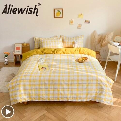 Modern Printed Plaid Bedding Set Bedclothes Lattice Duvet Cover Sets Pillowcase Bed Sheet Single Double Queen King Size Bedlinen