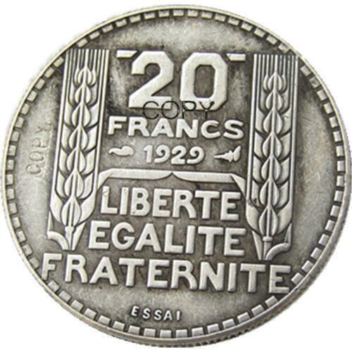 1929 France 20 Francs Silver Plated Copy Coins