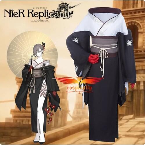Anime NieR Re[in]carnation Assassin Cosplay Costume Adult Women Outfits Kimono Girl Batwing Coat Top Skirt Bow Gloves Halloween