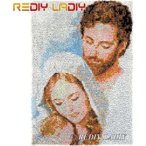 Latch Hook Kits DIY Carpet Rug Holy Family Plush Wall Tapestry Kits Crochet Floor Mat Thick Yarn Cushion Arts & Crafts 60*88cm