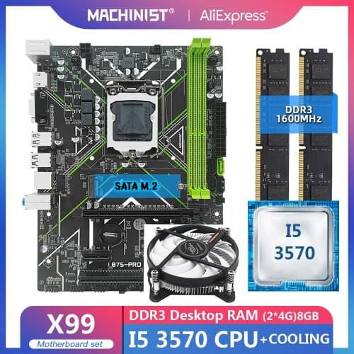 B75 motherboard LGA 1155 set kit with Intel core I5 3570 processor 16G(2*8G) RAM memory with Cooler cooling FAN X7-V124