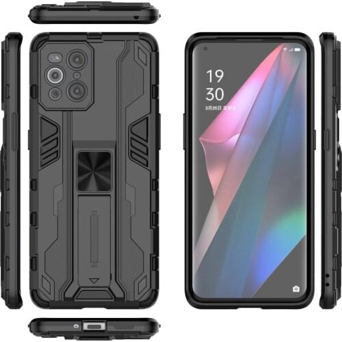 Magnetic Kickstand TPU Bumper Armor Shockproof Case For OPPO Find X3 Pro Lens Protection Hard PC Stand Back Cover Coque Fundas