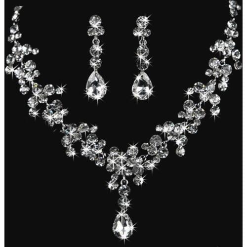 Fashion Jewelry Sets Wedding Bridal Party CrystalAlloy Necklace Earrings Sets for Women Decoration