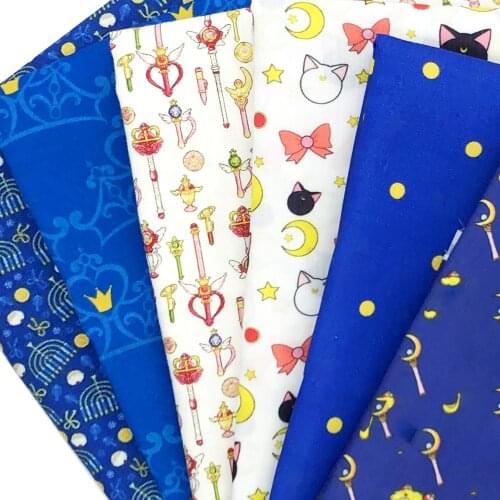 Cartoon Girl Moon Star 100% Pure or Polyester Cotton Stretch Satin Material Patchwork Sewing Fabrics Quilt Needlework DIY Cloth