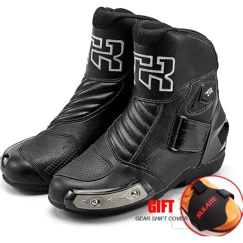 Motorcycle Shoes Riding Mens Racing Boots Motocross Summer Windproof Metal Anti-Collision Shift Gear Microfiber Leather Boot