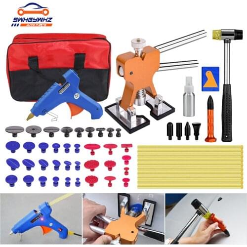 SWHGYWHZ PAINTLESS DENT REPAIR Toolskit CAR DENT PULLER KIT BRIDGE PULLER KIT DENT LIFTER WITH 100W HOT MELT GLUE GUN