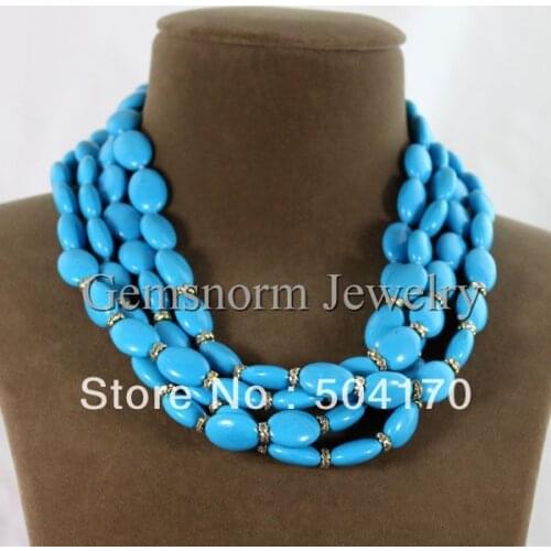 New Design Rows Stone Ladies Necklace Jewelry Oval Beads Party Chokers Necklace Styles Optional TN090