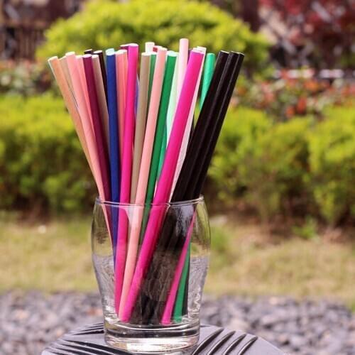100pcs/lot Disposable Solid Color Paper Straws Wedding Party Birthday Party Decoration Supplies Vintage Drinking Straws