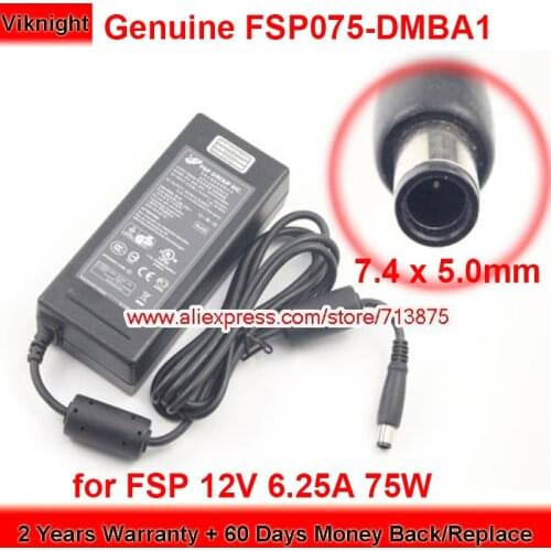 Fast Shipping Genuine FSP 12V 6.25A 75W with Plug Size 7.4 x 5.0mm no pin Power Charger for FSP075-DMBA1 Ac Adapter