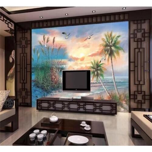 Custom 3d wallpaper oil painting landscape TV background wall high quality waterproof material