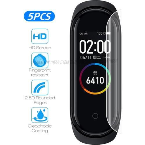 5Pcs Ransparent Full Cover Clear Screen Protection Film For Xiaomi Mi Band 4 Smart Bracelet Wearable accessories on Mi Band4