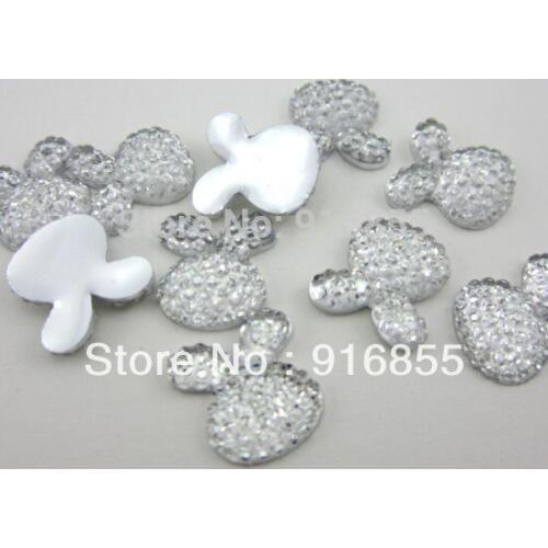 QIaoCan 30pcs 12mm Crystal/Clear Rabbit Head Cartton Flatback Resin Rhinestone DIY Jewelry Accessories