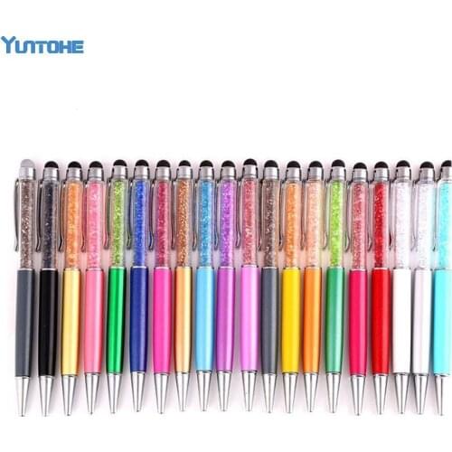 Luxury Diamond Crystal 2 in 1 Touch Screen Rhinestones Capacitive Stylus Ball Pen For Mobile Phone PC Tablet iPad 100pcs/lot